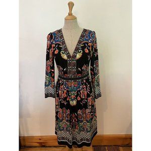 ECI New York Colorful Floral Dress Belted Medium